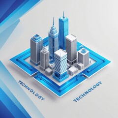 Poster - An image of a cityscape with skyscrapers and a futuristic design.