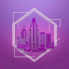 Poster - Purple City Skyline