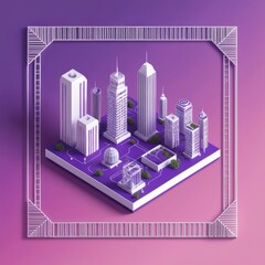 Poster - Purple Cityscape: A Futuristic and Abstract Representation of a Modern Metropolis.