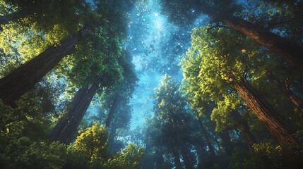 Wall Mural - Majestic Redwood Forest Underneath A Starlit Sky