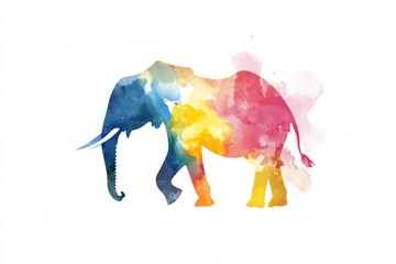 Aufkleber - Colorful elephant illustration showcasing vibrant hues and artistic flair in a natural, whimsical style for creative projects. Generative AI