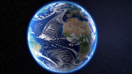 Wall Mural - Planet Earth cutvature. Aerial view of blue planet from space. Sunrise over globe land and ocean. 