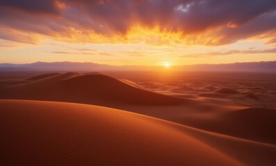 Wall Mural - Stunning desert sunset over rolling dunes