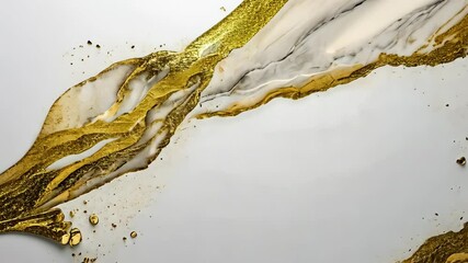 Poster - Elegant gold and white abstract design with flowing textures and shimmering highlights