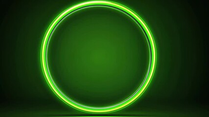 Poster - Bright green neon circle illuminating a dark background creates a modern aesthetic