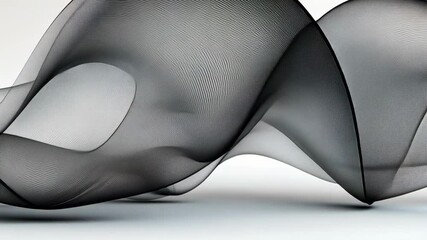 Poster - Abstract black wave pattern creates a modern and elegant design with flowing lines and intricate curves in a minimalist style