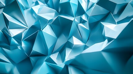 Poster - abstract blue crystal geometric shapes background