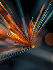 Poster - Geometric shards explosion abstract art digital creation dark environment close-up view modern concept