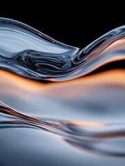 Poster - Dynamic waves of rippling liquid glow abstract art dark environment artistic concept