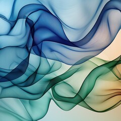 Poster - Flowing blue and green ribbons serene abstract design digital art calm environment aesthetic viewpoint