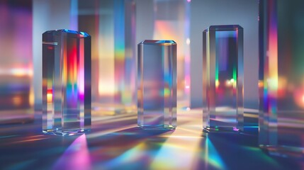 Refraction diffraction effect within prisms combined colorful spectrometry visuals