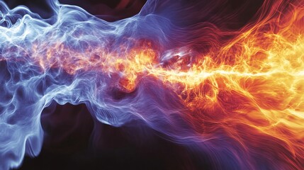 Wall Mural - Plasma reactions generating turbulence patterns highlighted fluid dynamics and thermodynamic principles with vibrant heat transfer visuals