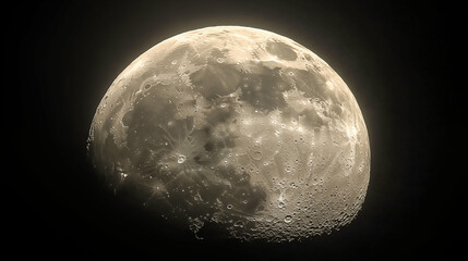 moon surface details captured in high resolution showing craters and textures, astronomical photogra