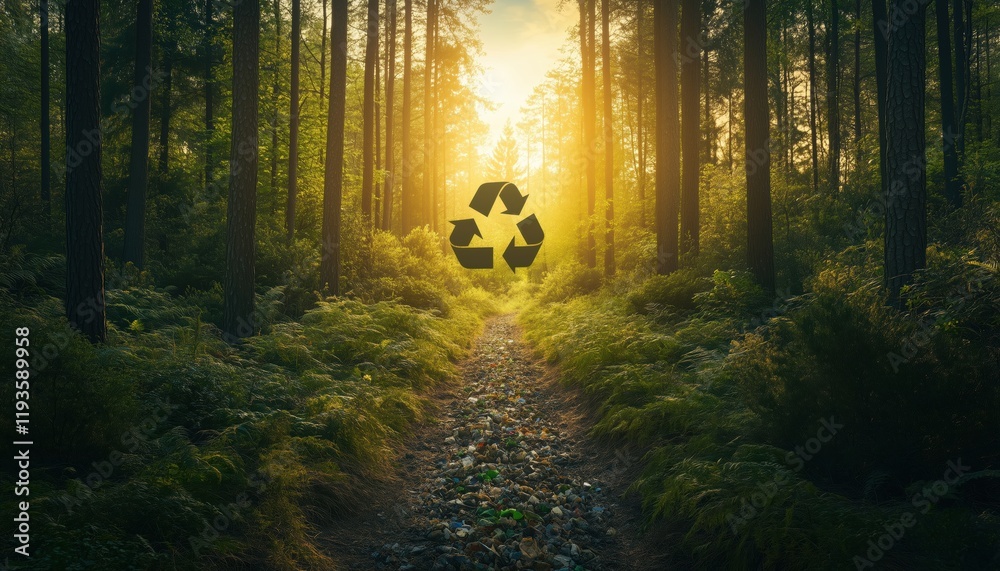 Embracing Zero Waste: Recycling Symbols In A Stunning Forest Setting ...