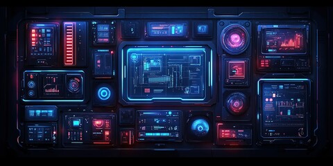 Poster - Futuristic digital control panel showcasing advanced technology and data visualization