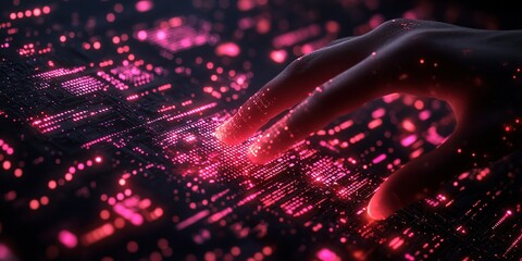 Poster - Digital interaction with vibrant circuits showcasing technology and innovation in a modern context