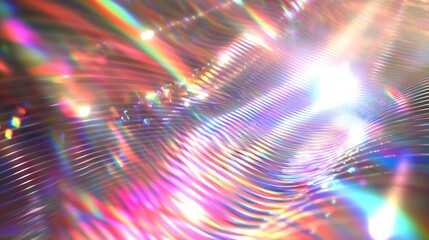 Dynamic wave interference diffraction patterns highlighted by vibrant light spectrums colorful prisms and energy flow within optical systems