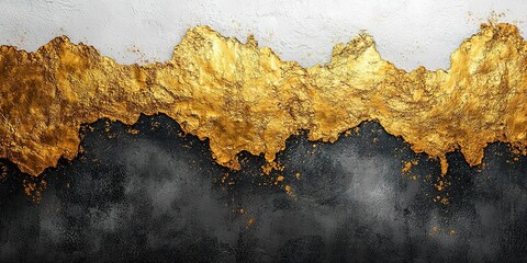 Poster - Intricate texture of gold and dark stone creates a striking contrast in modern interior design