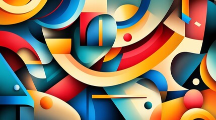 Wall Mural - Abstract Colorful Geometric Shapes Design Composition