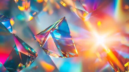 Refraction diffraction effects optics vibrant light spectrums detailed prisms