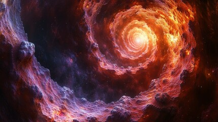 A spiral galaxy with a bright orange center