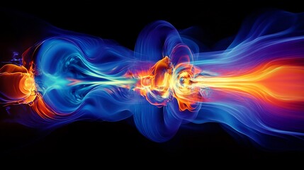 Wall Mural - Plasma reactions generating turbulence patterns highlighted fluid dynamics and thermodynamic principles with vibrant heat transfer visuals