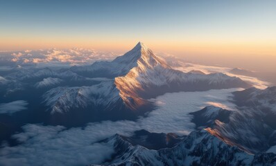 Wall Mural - Majestic mountain peak at sunset