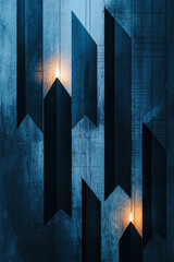Poster - Abstract Geometric Design with Illuminated Accents in Blue and Black for Modern Graphic Inspiration