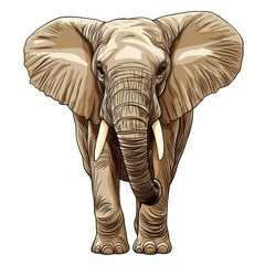 Aufkleber - Majestic elephant standing confidently with large ears and tusks in a vibrant natural setting during daylight hours. Generative AI