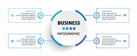 Wall Mural - Business vector infographic template with 4 options or steps. Can be used for workflow layout, diagram, annual report, web design	