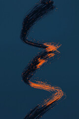 Poster - Dynamic Abstract Flow of Illuminated Lines and Dots Creating Futuristic Motion with Vibrant Blue and Orange Colors in a Modern Digital Pattern Design