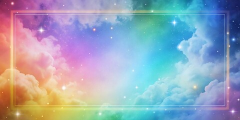 Wall Mural - minimalist nebula photography: cosmic rainbow border - stunning space art