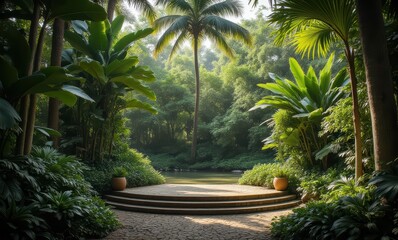 Canvas Print - Serene tropical garden entrance