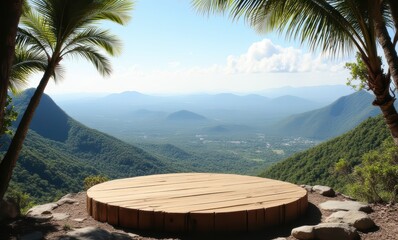 Wall Mural - Scenic mountain view from wooden platform