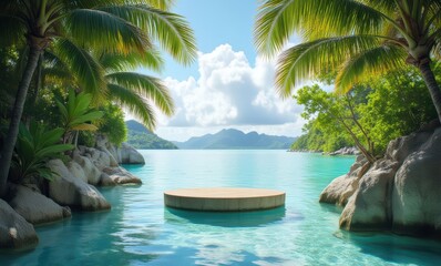 Wall Mural - Serene tropical paradise with calm waters