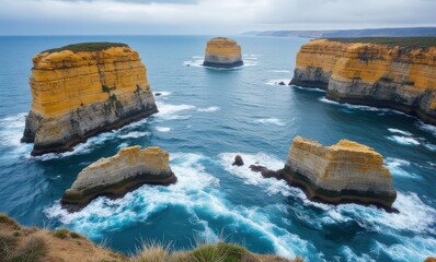 Sticker - Majestic coastal rock formations by the sea