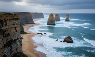 Wall Mural - Stunning coastal view of rock formations.