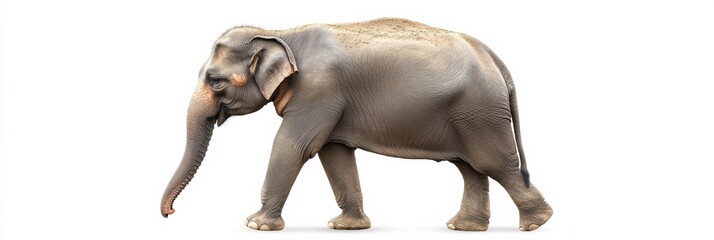 Aufkleber - Realistic illustration of an elephant walking across a plain background highlighting its majestic features and gentle demeanor. Generative AI