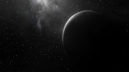 Canvas Print - celestial body in the vastness of space a monochromatic view of a planet or moon against a starry ba
