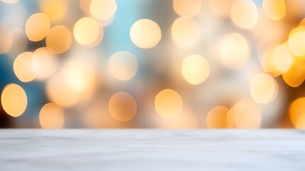 Poster - Blurry image of a white background with a few orange and blue dots