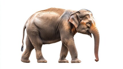Poster - Majestic elephant walking gracefully with detailed skin texture in a natural pose captured in a minimalist setting. Generative AI