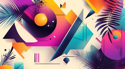 Wall Mural - Abstract Tropical Geometric Art Colorful Design