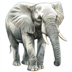 Aufkleber - Majestic elephant stands gracefully in a serene landscape with gentle colors showcasing its majestic features. Generative AI