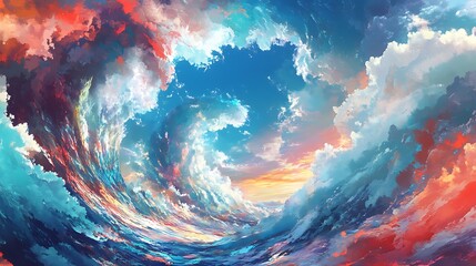 Wall Mural - Abstract Colorful Cloudscape Artistic Wave Design