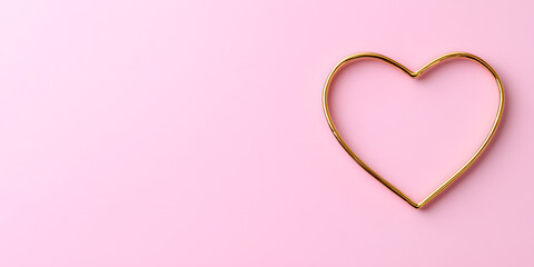 Fototapete - Golden heart shape on pink background. Perfect for Valentine's Day, love, romance, and affection themes.