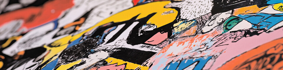 Poster - Abstract Collage in Black, Yellow, Orange, Pink, and Blue