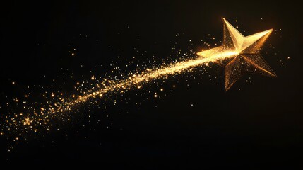 Wall Mural - a gold falling star icon with a sparkling trail, isolated on a black background. perfect for holiday
