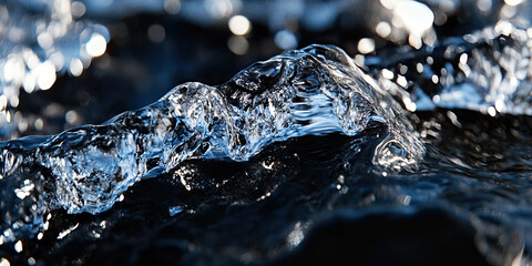 Wall Mural - Close-up Photograph of a Water Wave's Crest