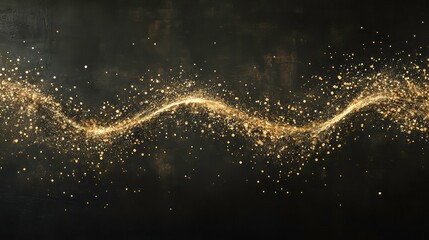 Wall Mural - a long, curvy line of gold sparks with a black background