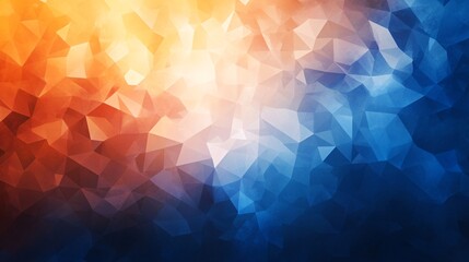 Aufkleber - An abstract geometric pattern blending warm oranges and cool blues, creating a vibrant and dynamic visual experience.